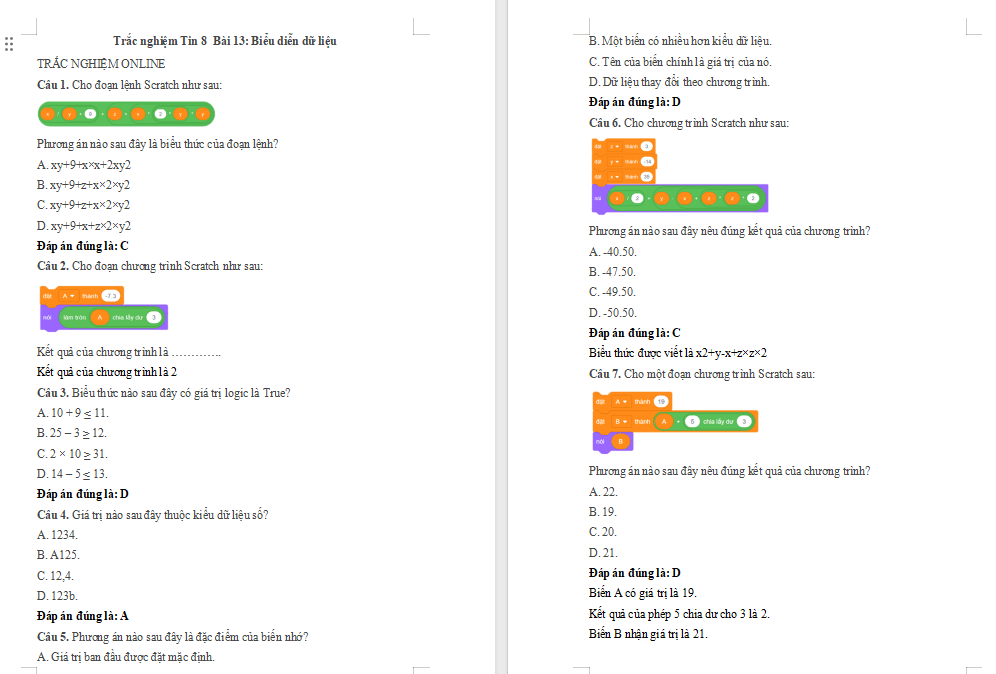 Trò chơi khởi động Tin học 8 Bài 13