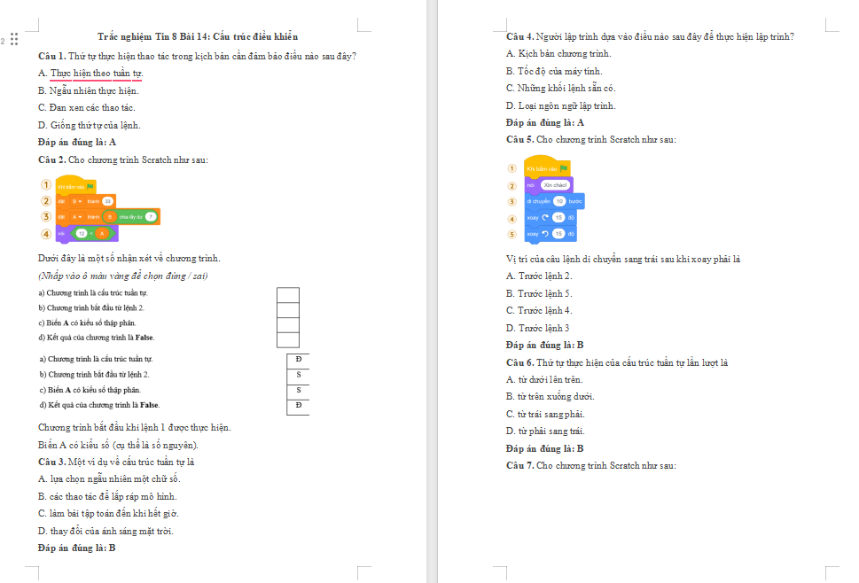 Trò chơi khởi động Tin học 8 Bài 14