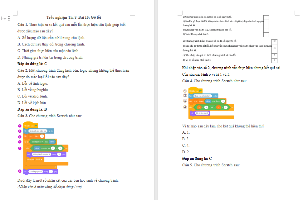 Trò chơi khởi động Tin học 8 Bài 15