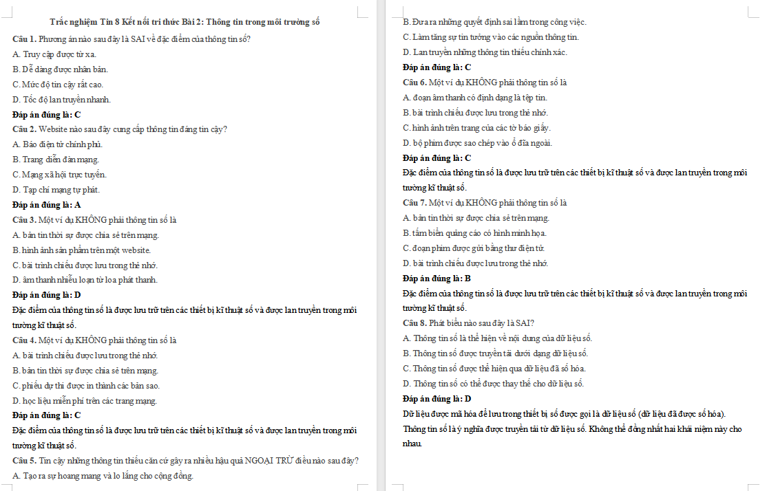 Trò chơi khởi động Tin học 8 Bài 2