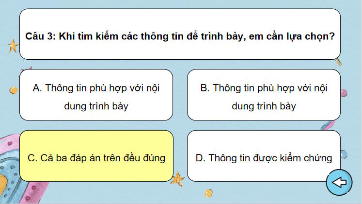 Trò chơi khởi động Tin học 8 Bài 3