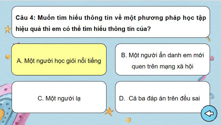 Trò chơi khởi động Tin học 8 Bài 3