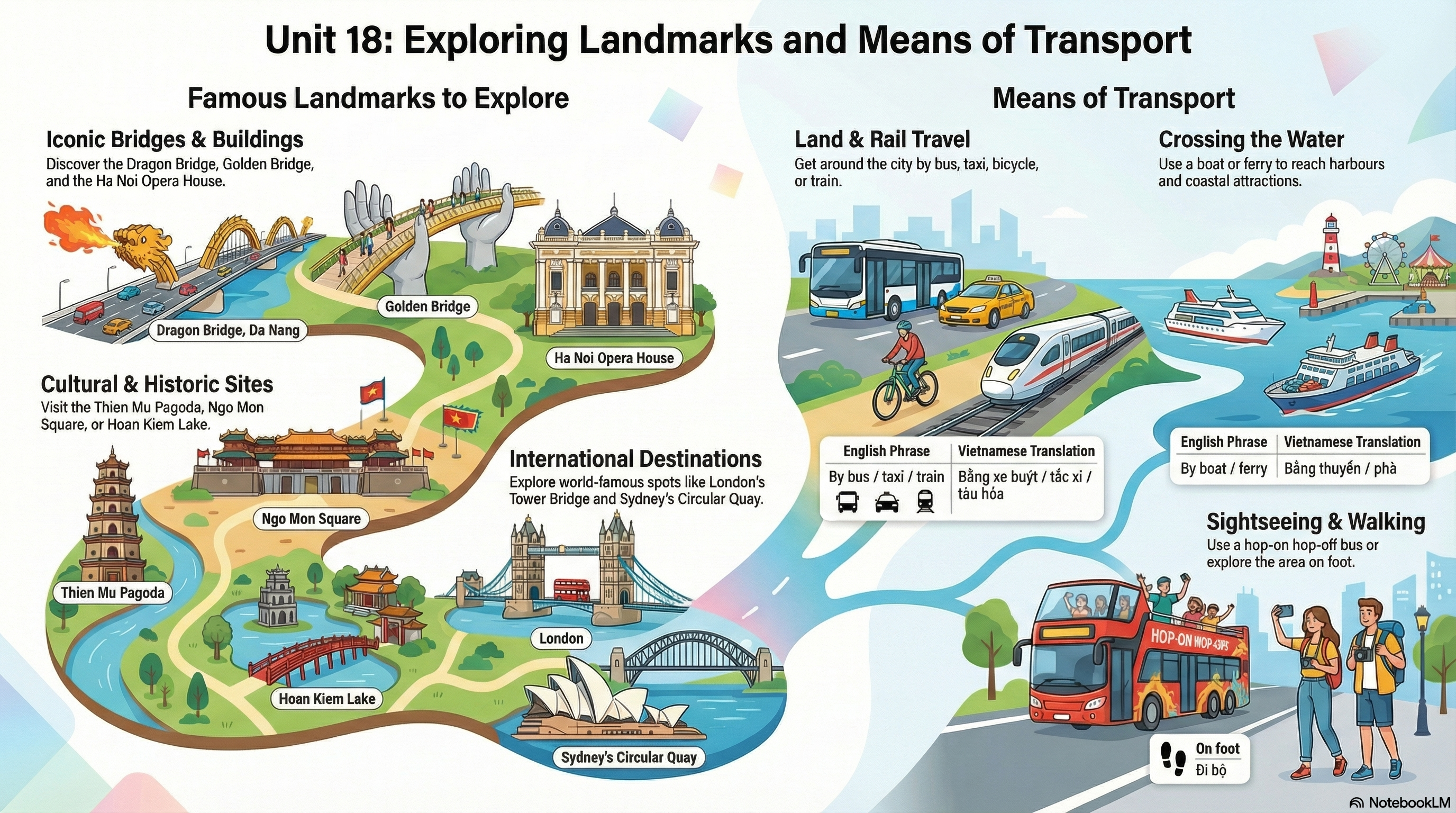 Từ vựng Unit 18 lớp 5 Means of transport Global Success