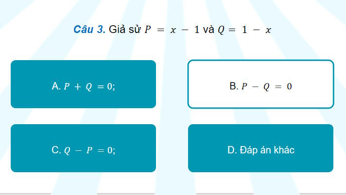 Game khởi động Toán 8 Bài tập cuối chương 1