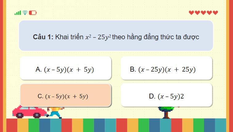 Game khởi động Toán 8 Bài tập cuối chương 2