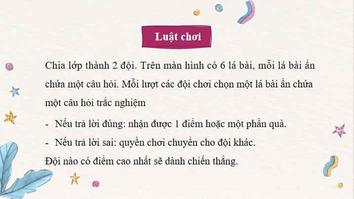 Game khởi động Toán 8 Bài tập cuối chương 4