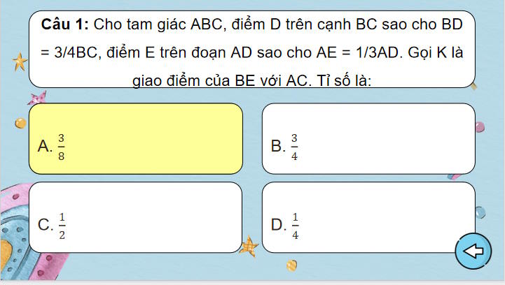 Game khởi động Toán 8 Bài tập cuối chương 4