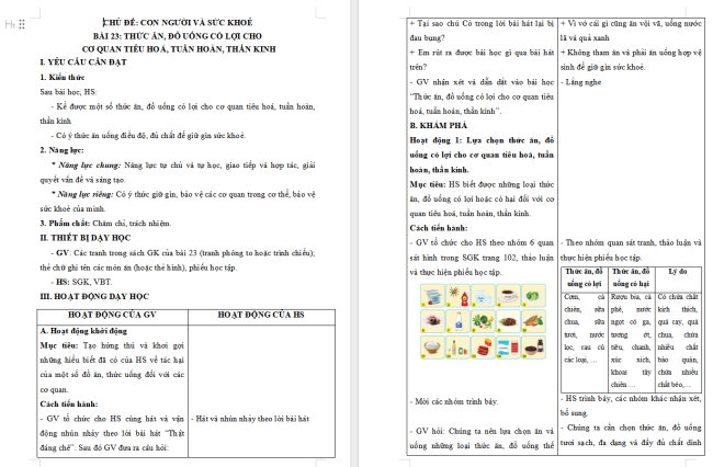 Giáo án Tự nhiên và xã hội 3 Bài 23