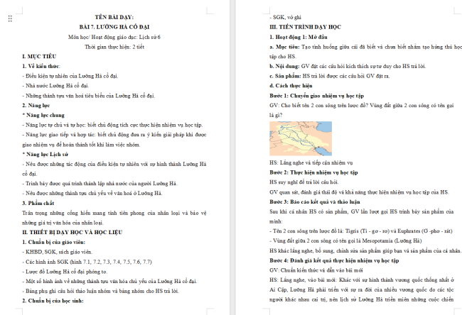 Giáo án Lịch sử 6 Bài 7: Lưỡng Hà cổ đại