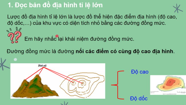 PowerPoint Địa lí 6 Bài 11: Thực hành đọc lược đồ địa hình tỉ lệ lớn và lát cắt địa hình đơn giản