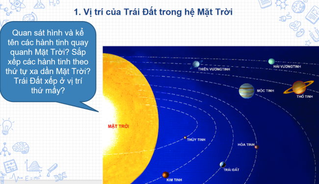 PowerPoint Địa lí 6 Bài 5: Vị trí Trái Đất trong hệ Mặt Trời. Hình dạng, kích thước của Trái Đất