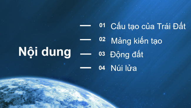 PowerPoint Địa lí 6 Bài 9: Cấu tạo của Trái Đất. Động đất và núi lửa