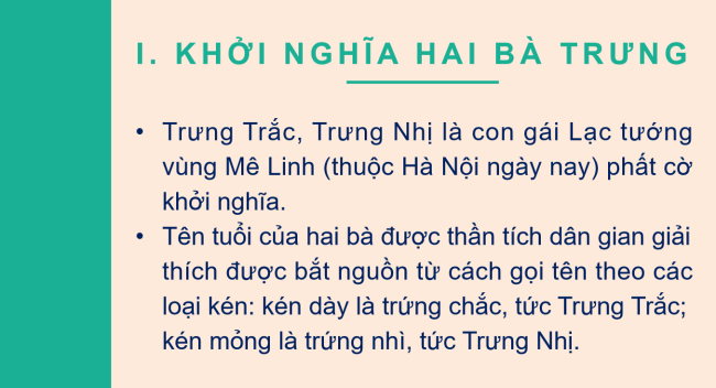 PowerPoint Lịch sử 6 Bài 18: Các cuộc đấu tranh giành độc lập dân tộc trước thể kỉ X