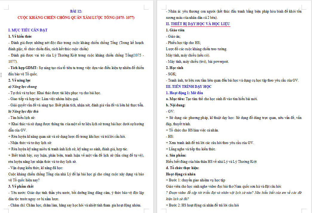 Giáo án Lịch sử 7 Kết nối Bài 12