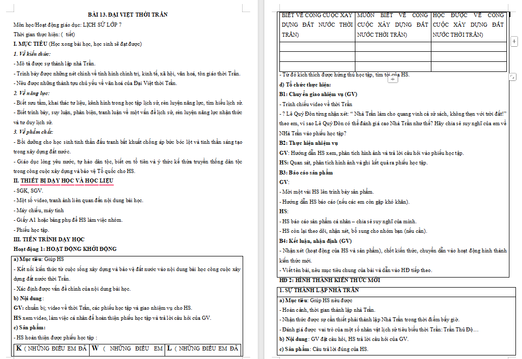 Giáo án Lịch sử 7 Kết nối Bài 13