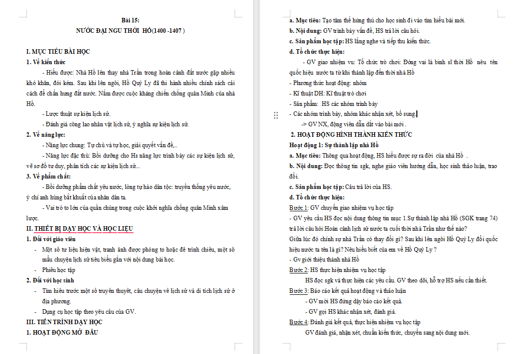 Giáo án Lịch sử 7 Kết nối Bài 15