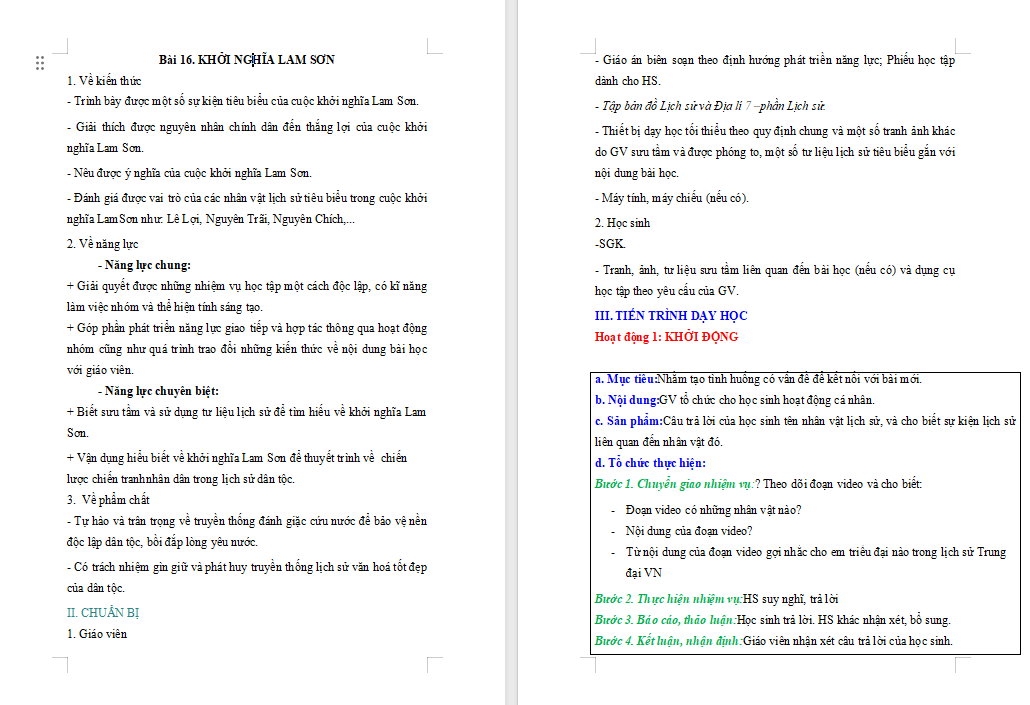 Giáo án Lịch sử 7 Kết nối Bài 16