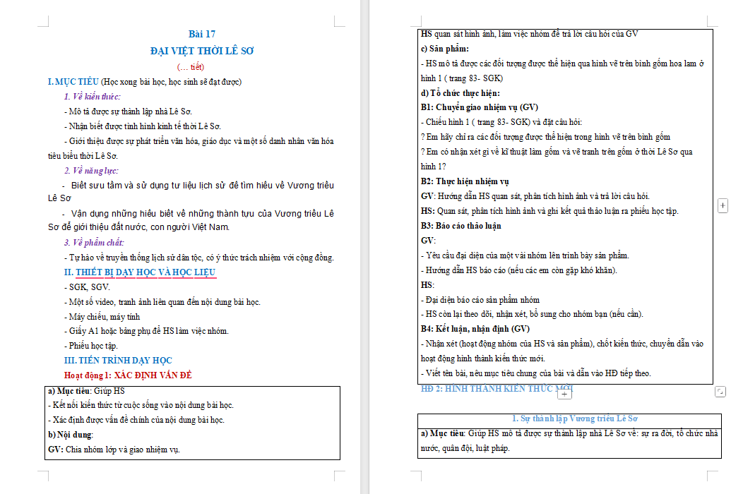 Giáo án Lịch sử 7 Kết nối Bài 17