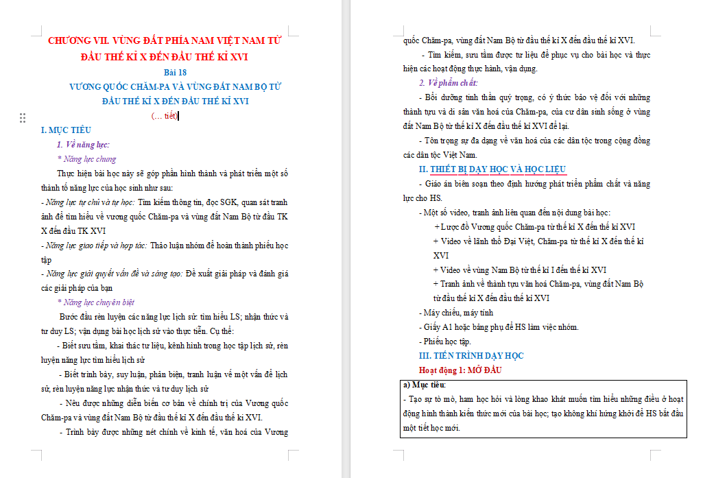 Giáo án Lịch sử 7 Kết nối Bài 18