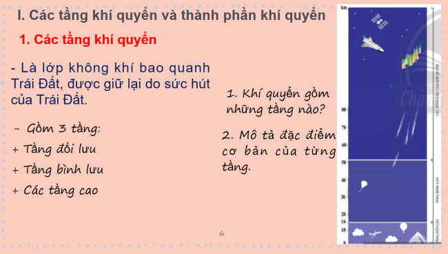 PowerPoint Địa lí 6 Bài 12: Lớp vỏ khí. Khối khí. Khí áp và gió trên Trái Đất