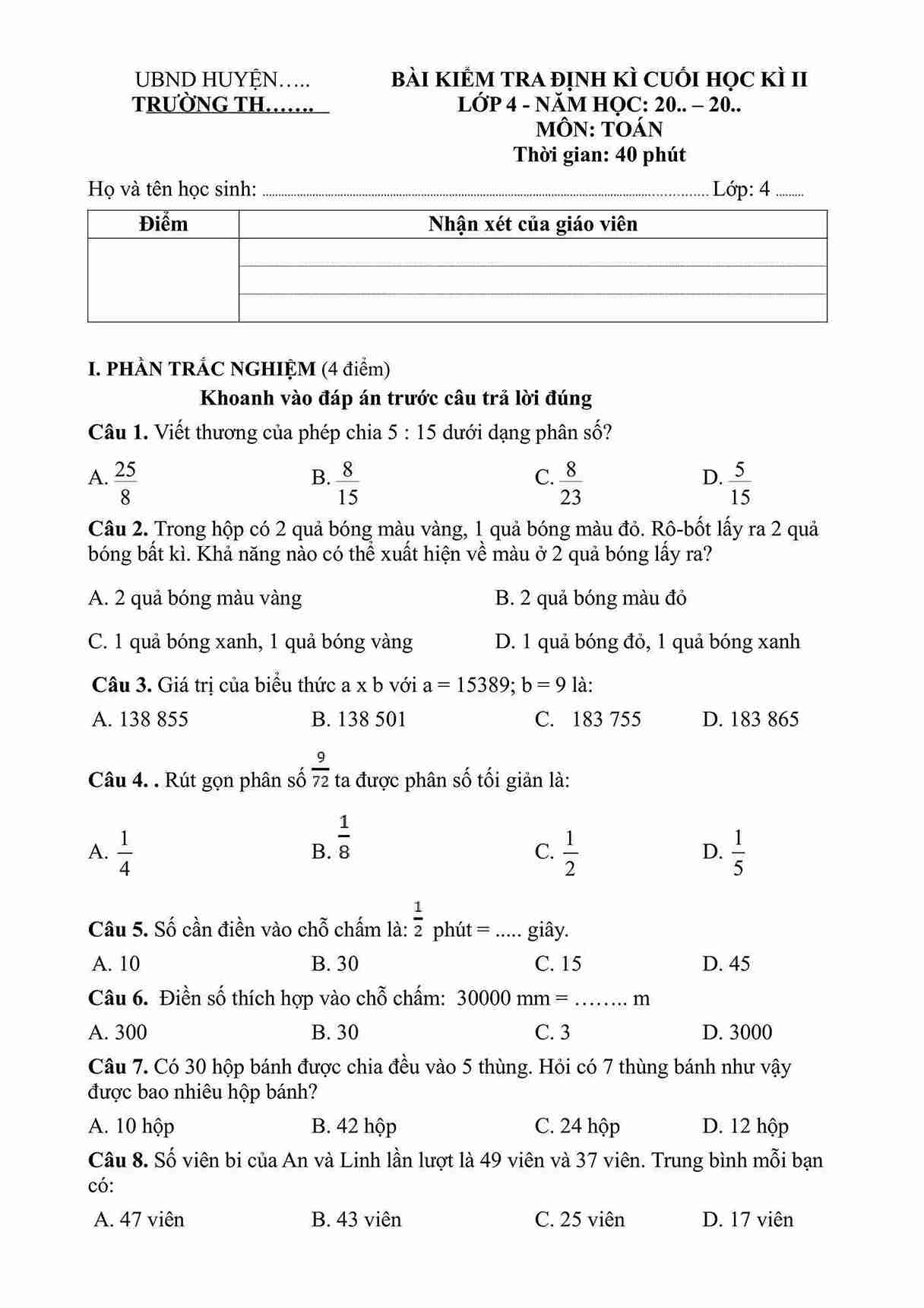 De thi toan cuoi ki 2 lop 4 KNTT de 2 2*923227