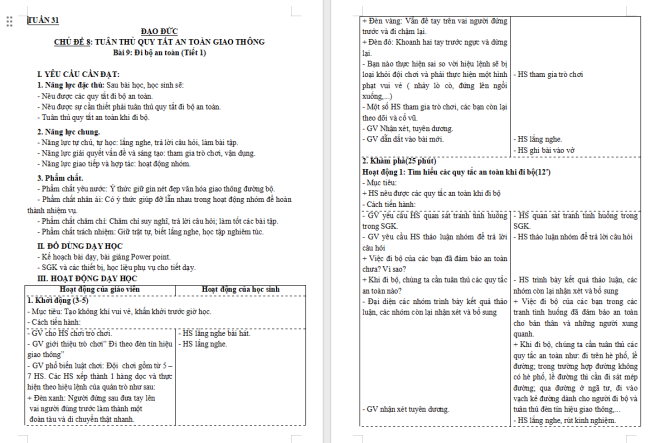 Giáo án Đạo đức 3 Bài 9: Đi bộ an toàn