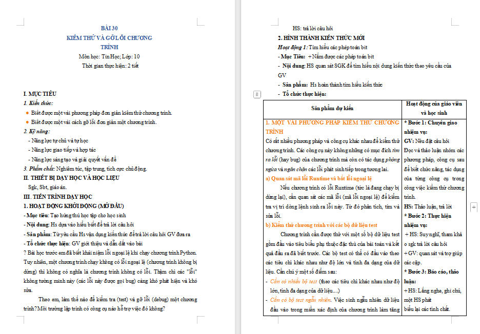 Kiểm thử và gỡ lỗi chương trình