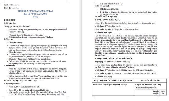 Giáo án Lịch sử lớp 6 Bài 12
