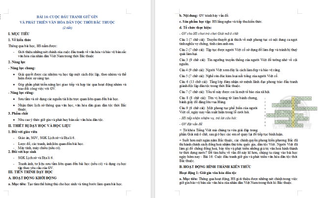 Giáo án Lịch sử lớp 6 Bài 16