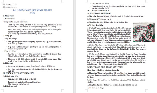 Giáo án Lịch sử lớp 6 Bài 17