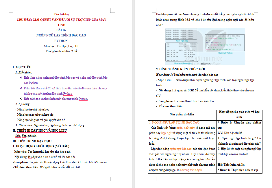 Ngôn ngữ lập trình bậc cao và python