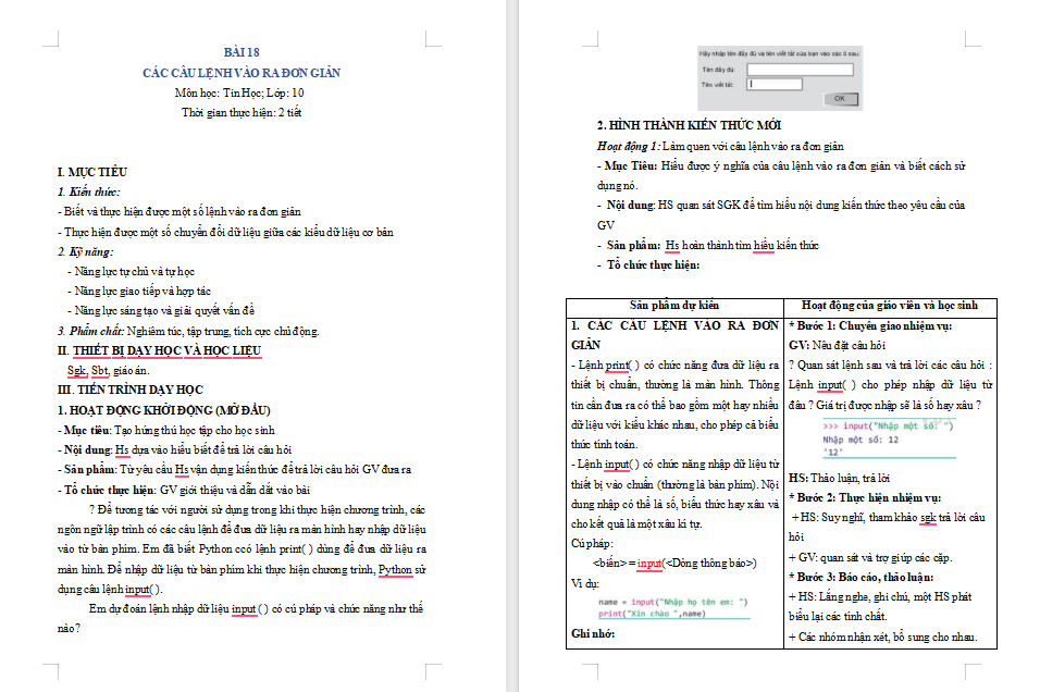 Các lệnh vào ra đơn giản