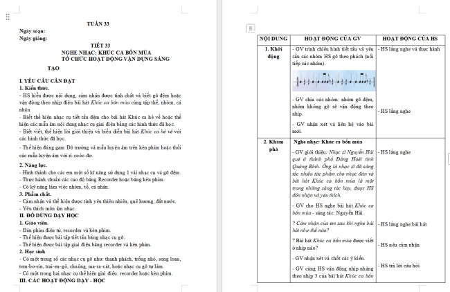 Giáo án Âm nhạc 5 Tiết 33