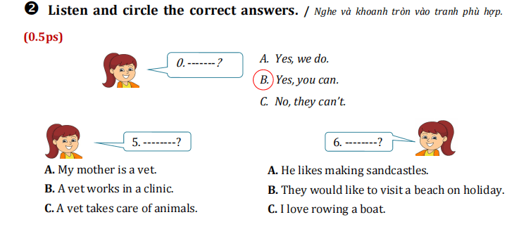 Đề thi cuối kì 2 lớp 4 môn tiếng Anh sách Wonderful World minh họa 2