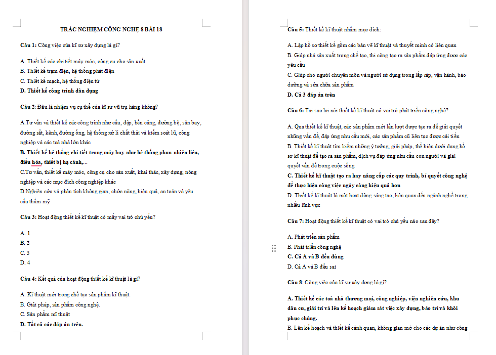 Công nghệ 8 Bài 18 Giới thiệu về thiết kế kĩ thuật