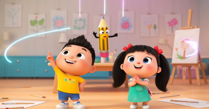 Video mở đầu Mĩ thuật 5 Chủ đề 1: Yếu tố tạo hình trong thực hành, sáng tạo theo chủ đề (AI)