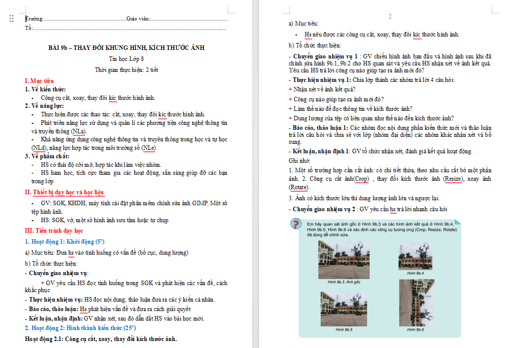 Thay đổi khung hình, kích thước ảnh