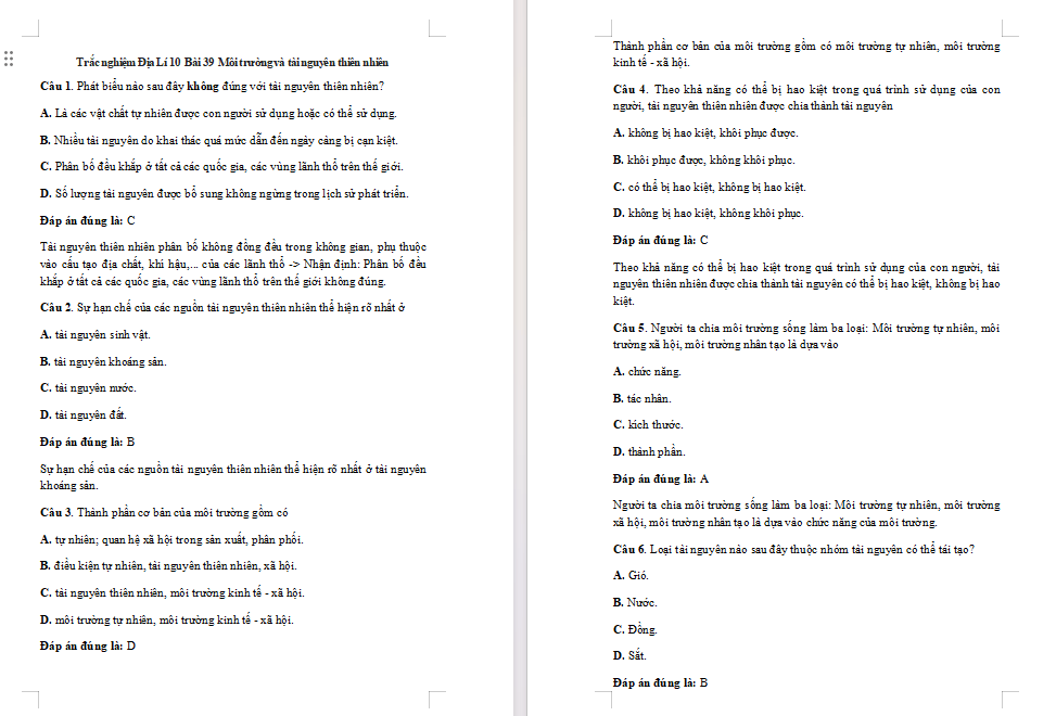 Môi trường và tài nguyên thiên nhiên