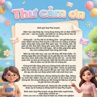 Câu lệnh tạo 'Thư cảm ơn’ cuối năm cho cô giáo mầm non gửi đến phụ huynh