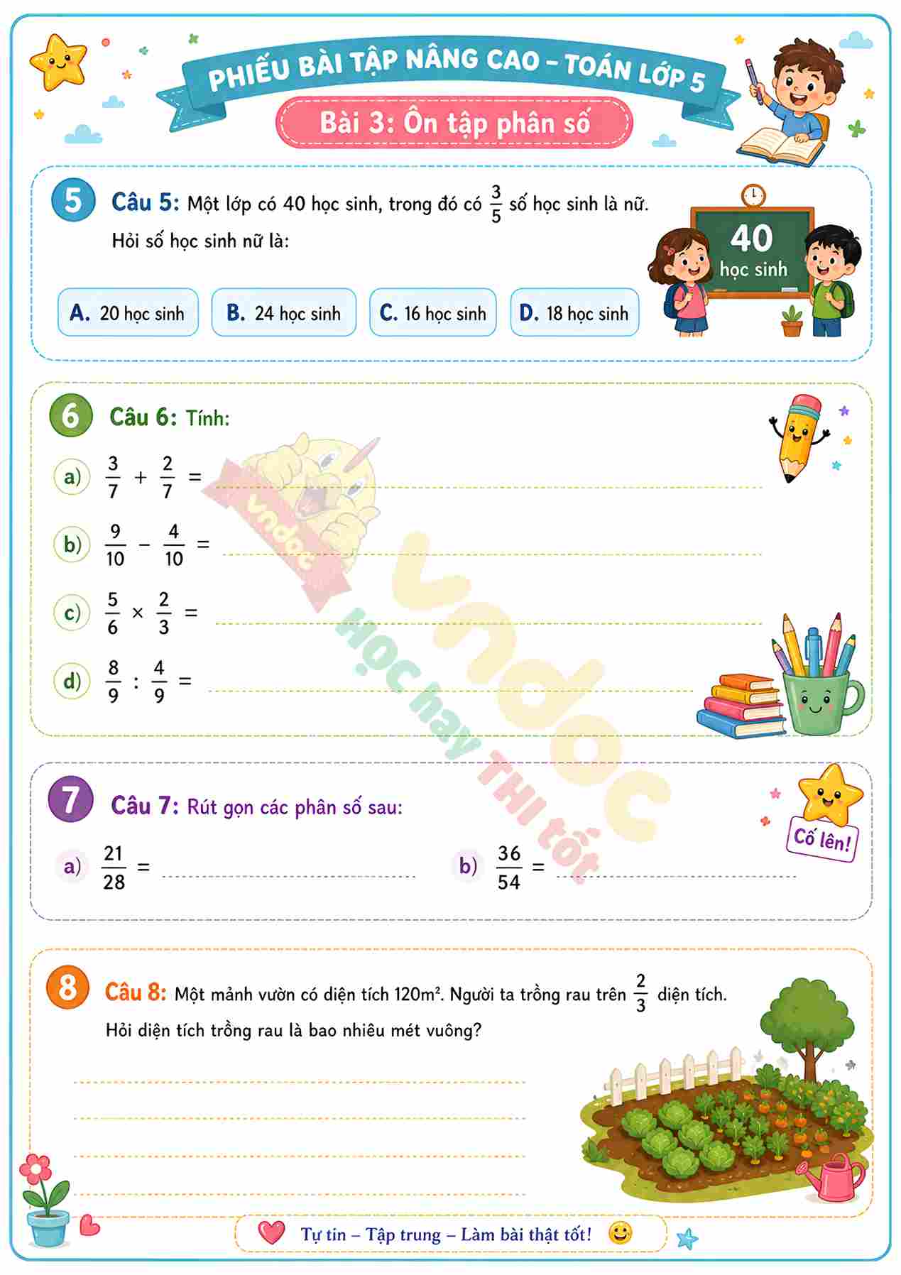 bai tap toan lop 5 bai 3 on tap phan so mh1*934731