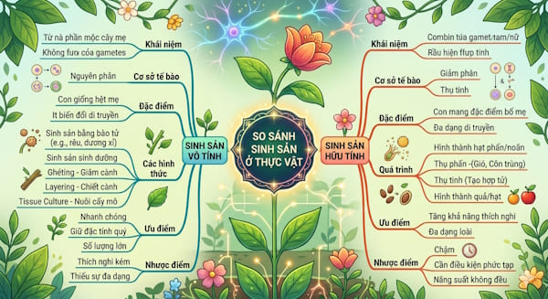 Phân biệt sinh sản vô tính và sinh sản hữu tính ở thực vật