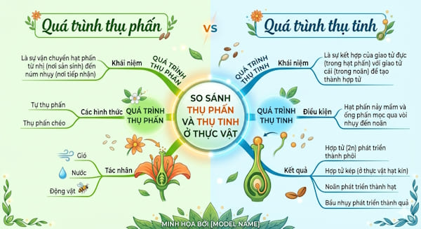 Quá trình thụ phấn và thụ tinh ở thực vật khác nhau như thế nào?