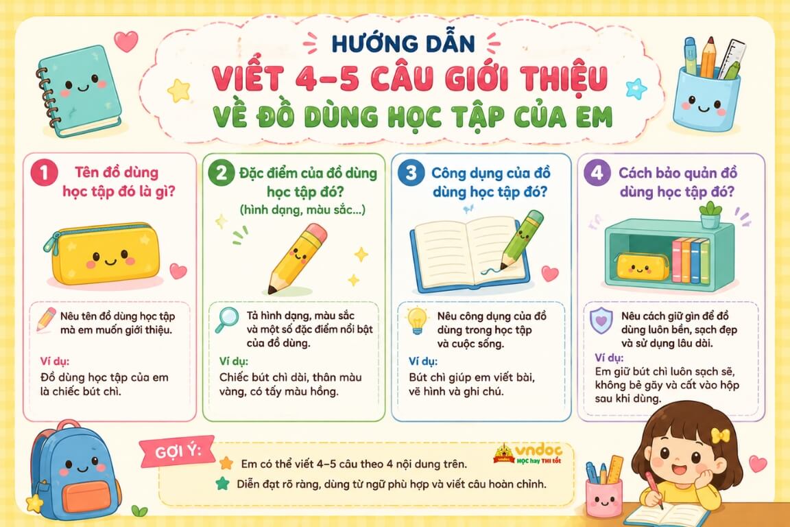 Viết 4-5 câu tả một đồ dùng học tập của em