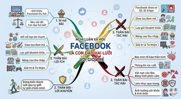 Nghị luận xã hội Facebook là con dao hai lưỡi với giới trẻ
