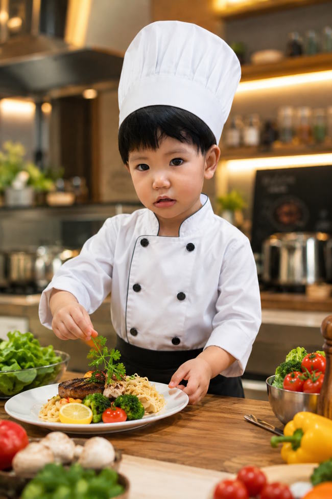 Câu lệnh tạo ảnh bé làm đầu bếp