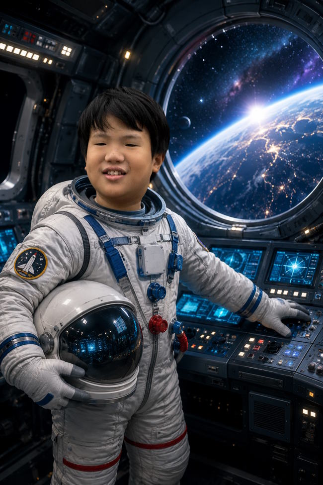 Bé là phi hành gia