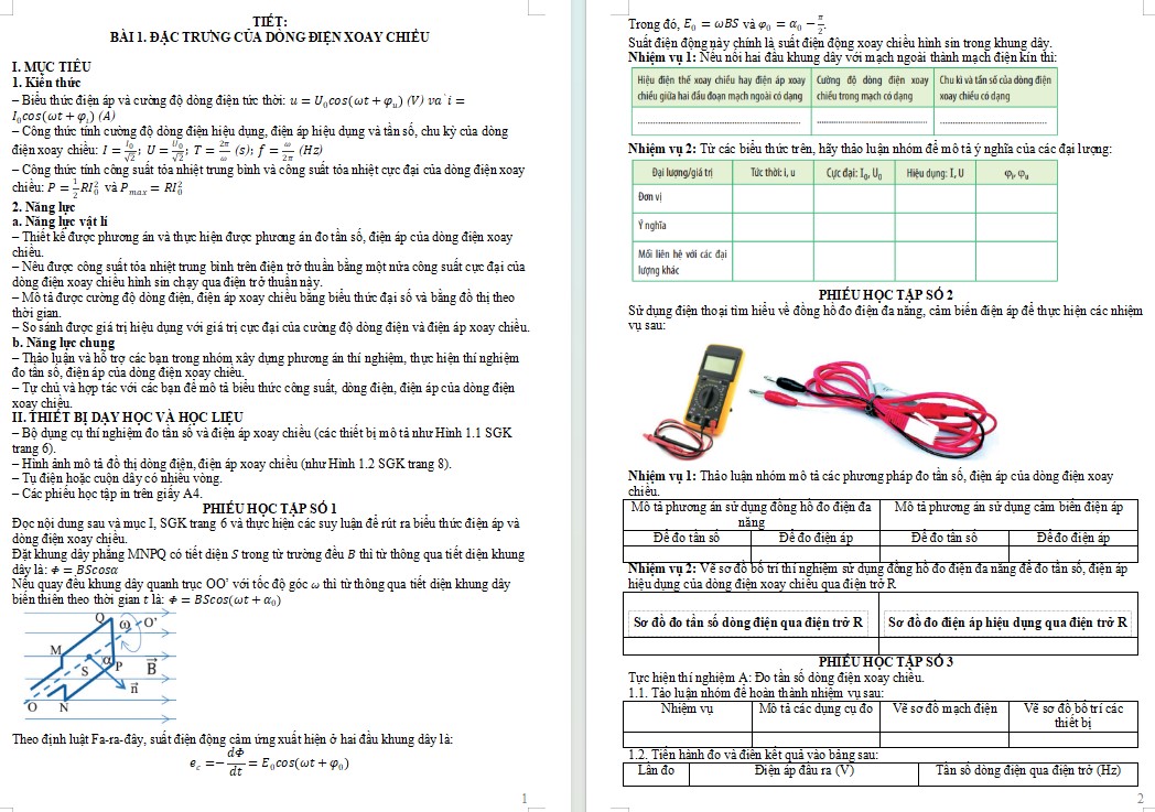 Giáo án word Chuyên đề Vật lí 12 KNTT Bài 1