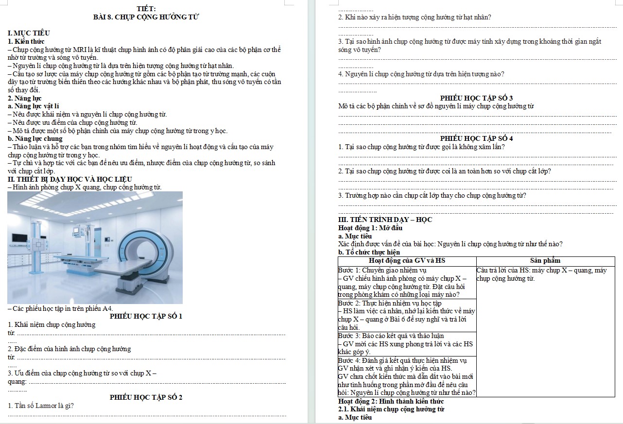 Giáo án word Chuyên đề Vật lí 12 KNTT Bài 8