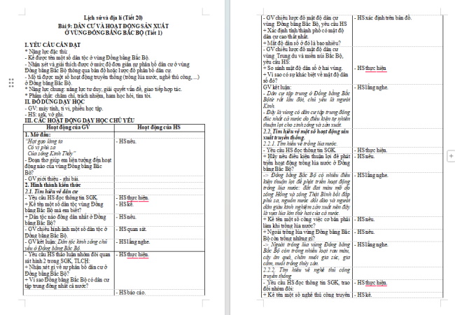 Giáo án Lịch sử - Địa lí 4 Bài 9