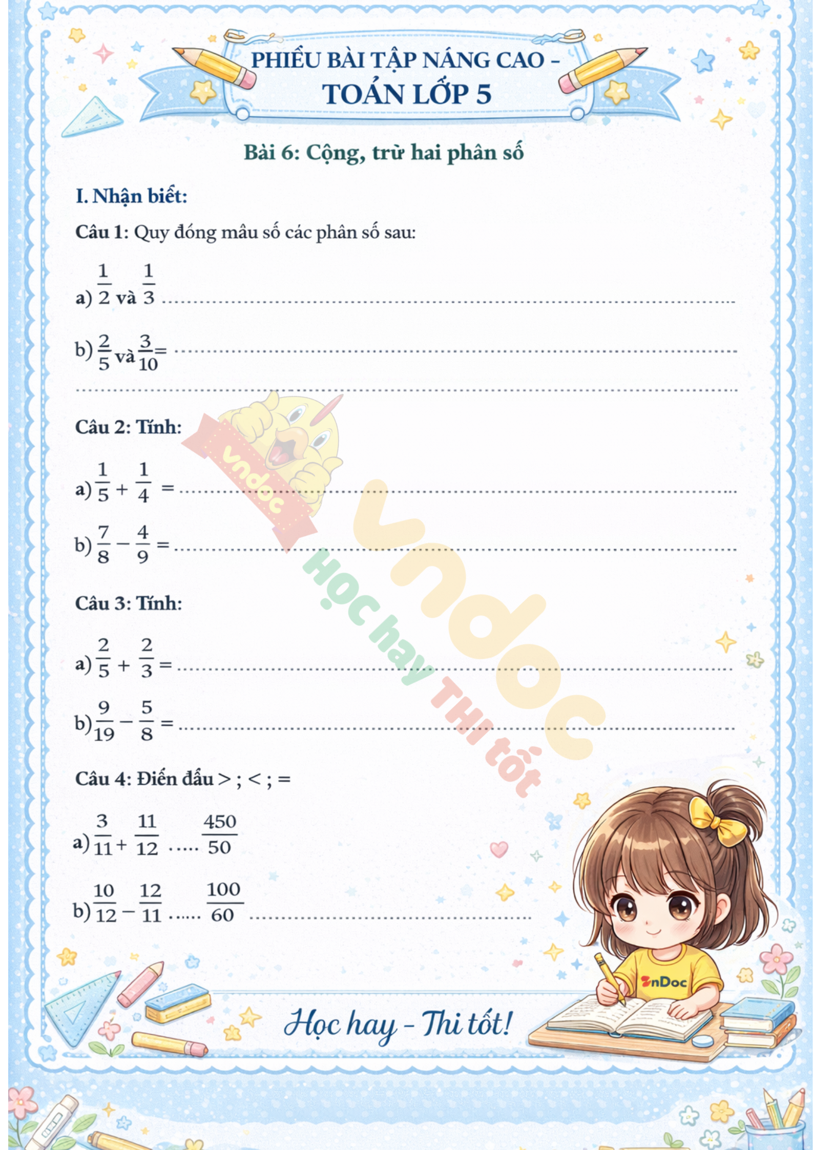 bai tap toan lop 5 bai 6 cong tru hai phan so h1*951242